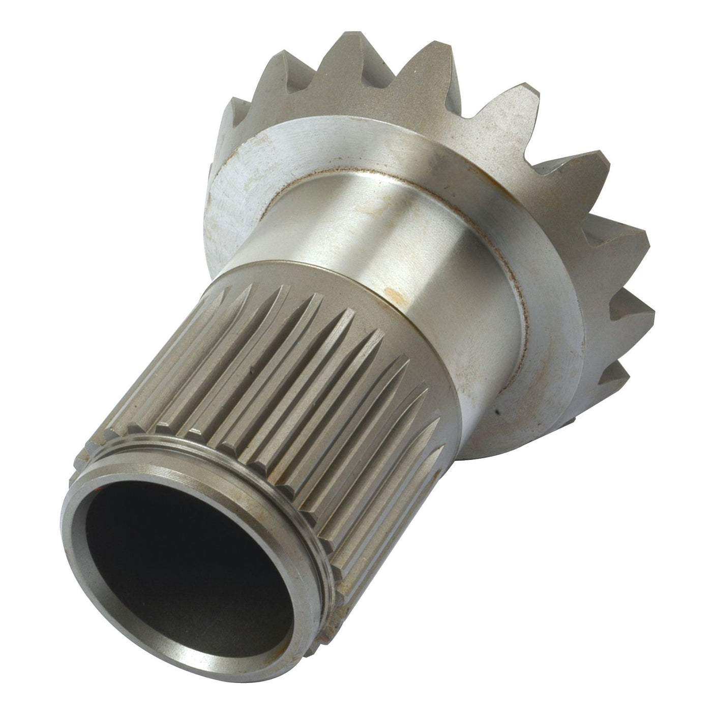 The Differential Gear (Sparex Part No. S.66269) by Sparex is a metal spline gear with external teeth and a cylindrical body, commonly utilized in differential systems of Ford / New Holland machinery for efficiently transferring rotational motion.