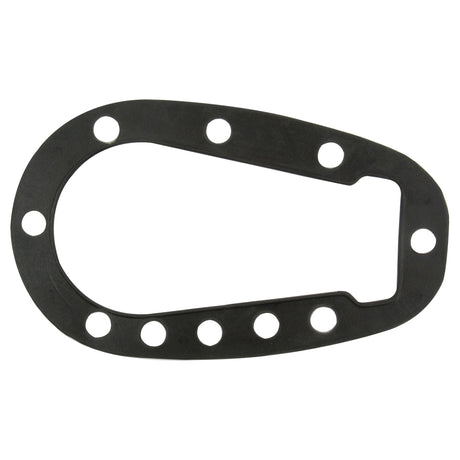 The Sparex Power Steering Gasket (Part No. S.66375) is a black, flat, oval-shaped gasket with eight evenly spaced bolt holes around the perimeter, specifically designed for sealing mechanical joints in Ford / New Holland power steering systems.