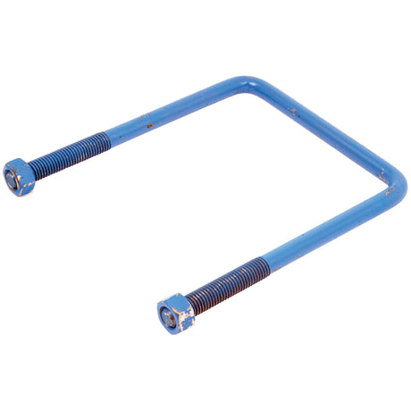 A U Bolt measuring M16x155mm with a 220mm length, available from Sparex under Part No. S.66471, is a blue metal fastener with threaded ends and nuts, suitable for Ford / New Holland machinery.