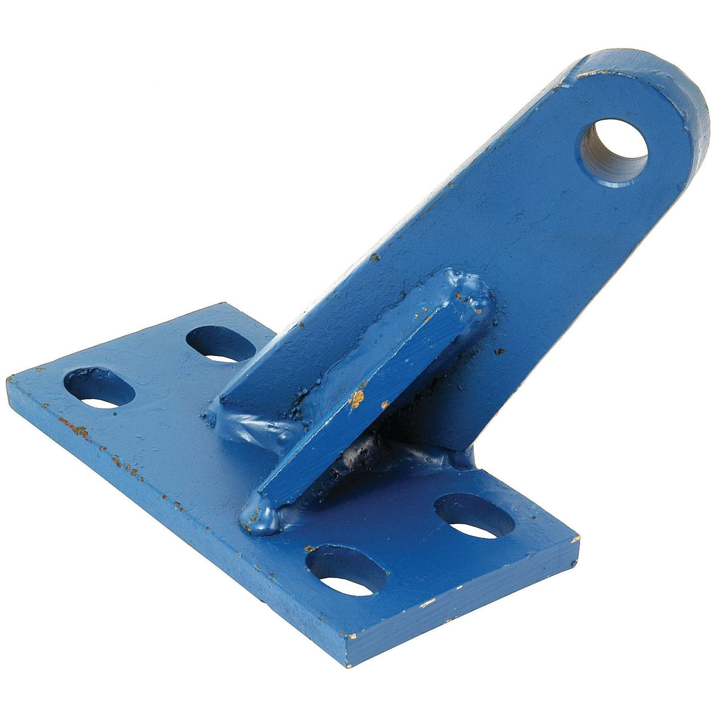 A blue, metal right-angle Stabiliser Bracket (Sparex Part No. S.66472) with a slotted arm and multiple bolt holes for mounting, compatible with Ford New Holland, from the brand Sparex.