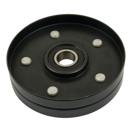 A Sparex black metal Idler Pulley (Sparex Part No.S.66487) featuring a central hole and five evenly distributed bolts on the surface.