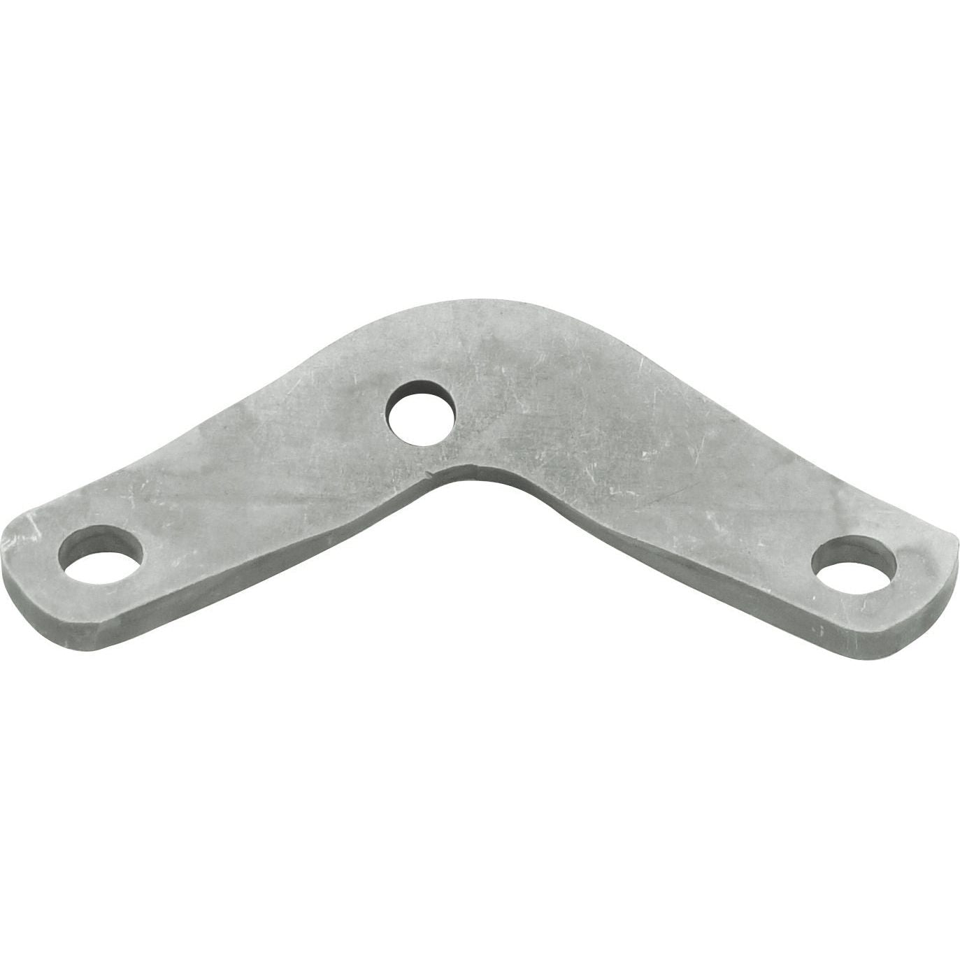 The Stabiliser Bracket (Sparex Part No.S.66512) from Sparex is a metal bracket with three holes and two symmetrically extending arms, serving as a robust Check Chain Anchor compatible with Ford/New Holland tractors.