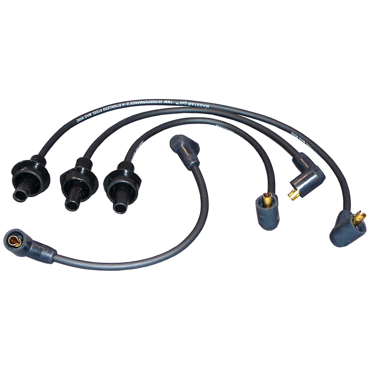 Introducing the Spark Plug Cable Set 3 Cyl. by Sparex (Part No. S.66564), a premium set of black automotive spark plug wires with various connectors, specifically designed for Ford / New Holland vehicles, ensuring optimal performance and reliability.