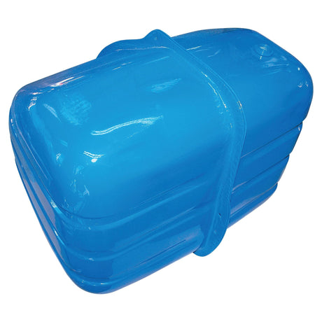 A blue plastic lunchbox with a smooth, rounded exterior, closed and secured shut, reminiscent of a well-crafted Sparex Fuel Tank (Part No. S.66739).