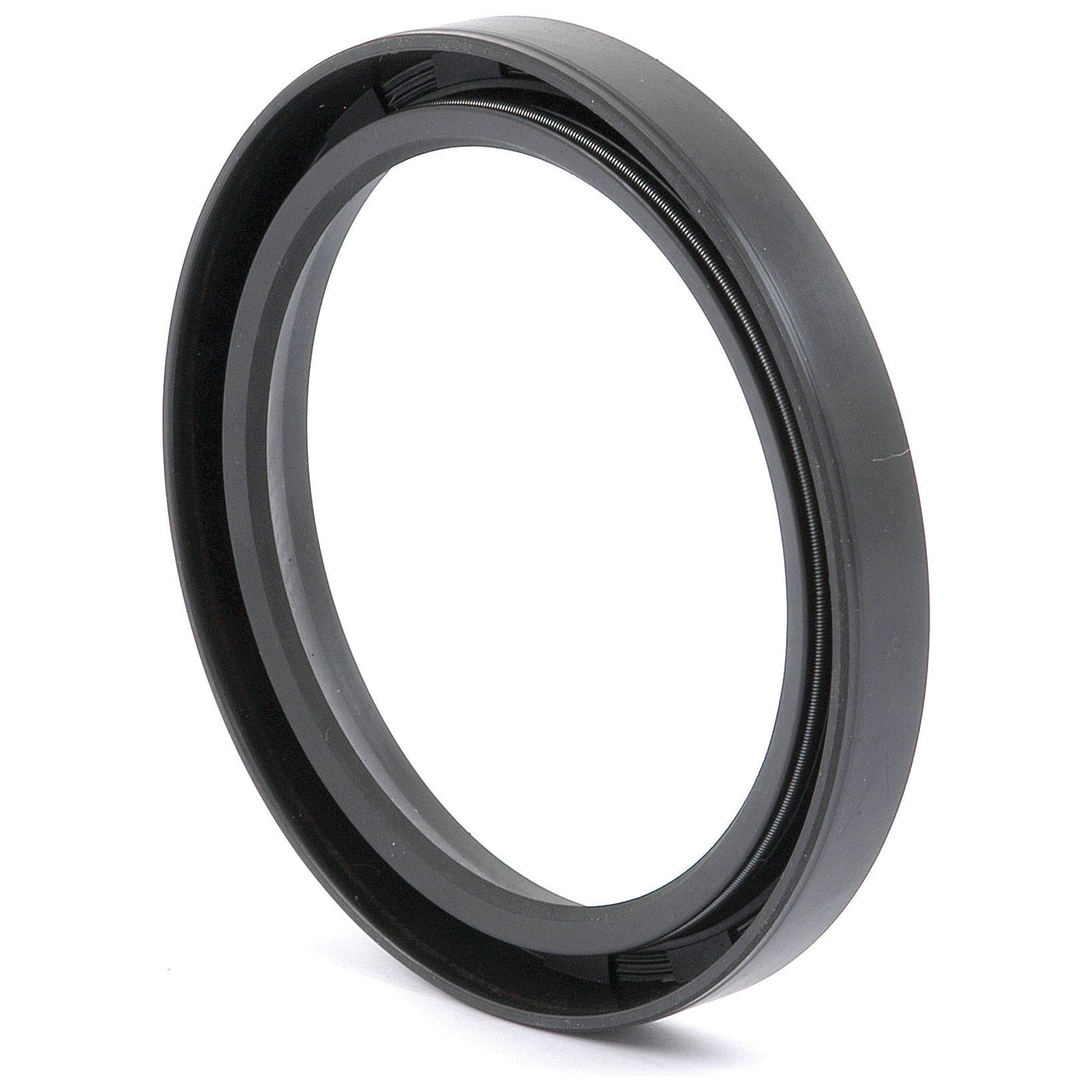 A black camera lens adapter ring against a white background resembles the precision engineering of a Sparex Imperial Rotary Shaft Seal, 3 1/8'' x 4'' x 1/2'' (Sparex Part No. S.66790).