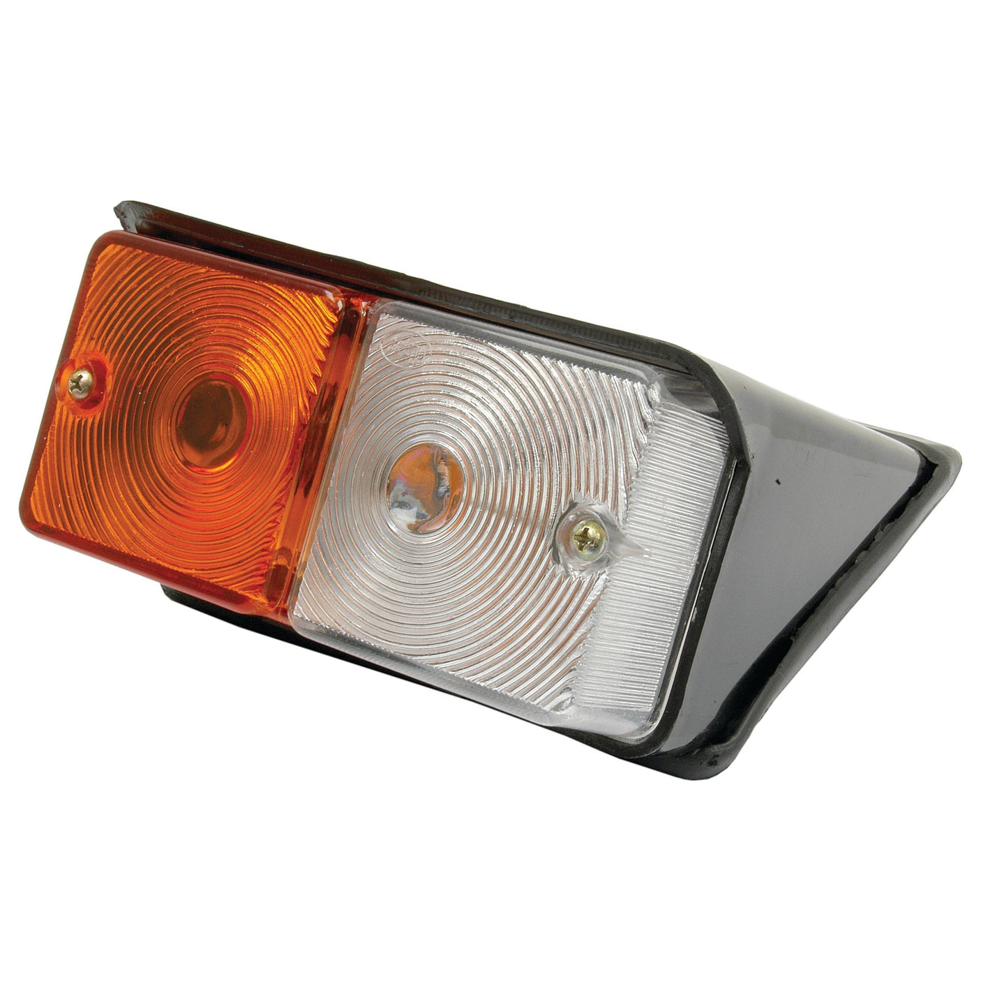 The Halogen Front Combination Light (RH), model S.66793 by Sparex, is a rectangular vehicle side marker light featuring amber and white lenses encased in a black housing, designed for signaling and visibility.