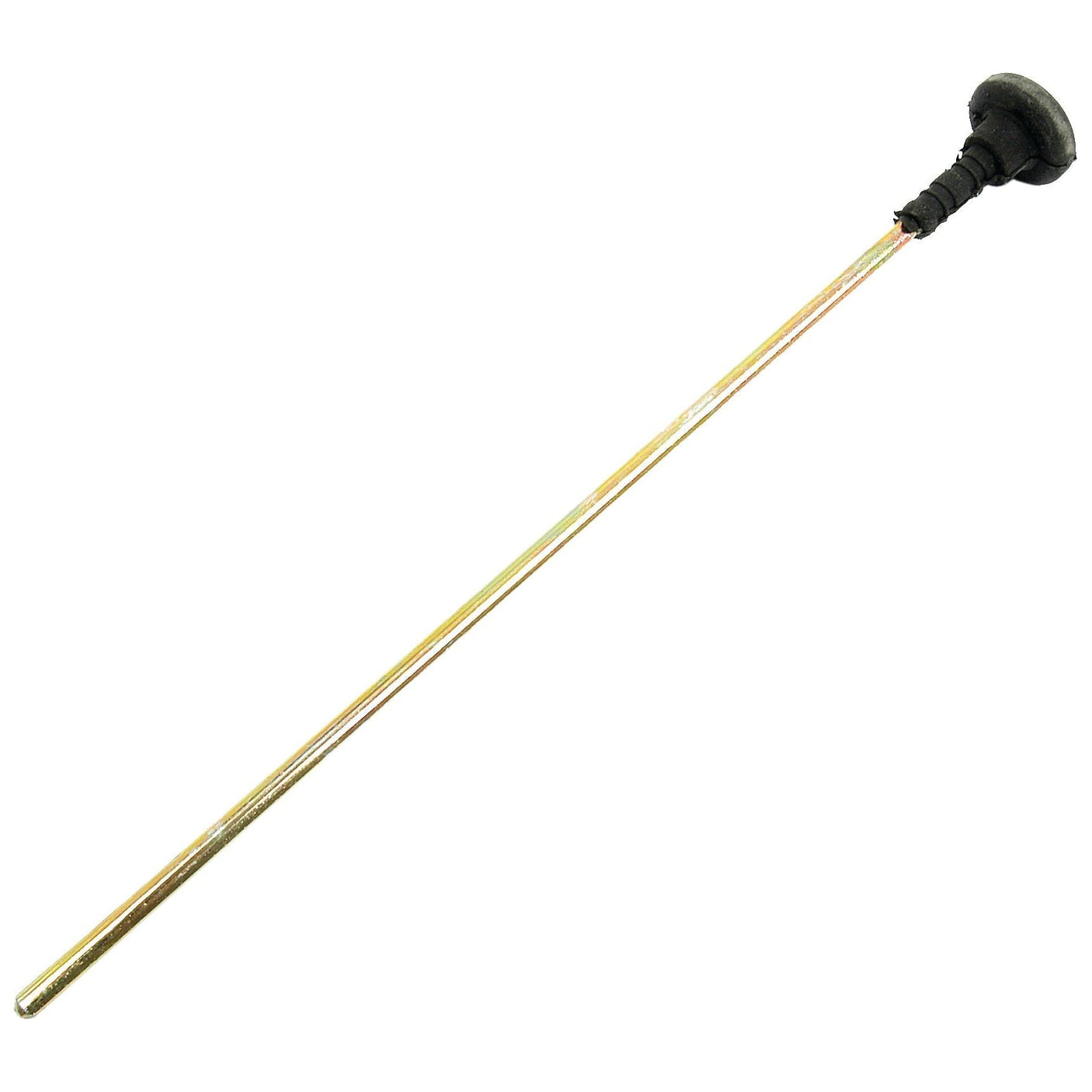 The Dipstick from Sparex (Part No. S.66812) is a metal rod with a black rubber stopper on one end, commonly used for technical or industrial purposes.