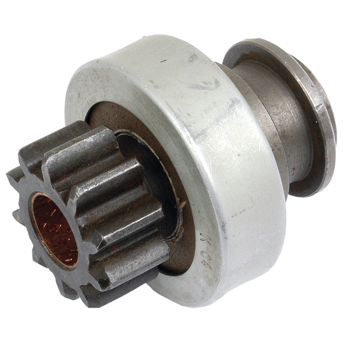 A metal gearbox component with gear teeth and a cylindrical base, the S.66824 Starter Drive Assembly by Sparex features a specific No. of Teeth for precise mechanical performance.