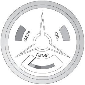 A circular Water Temperature Gauge from Sparex (Part No. S.66847) features three sections labeled GEN, OIL, and TEMP, with the TEMP section showing a marker within a shaded range. This gauge is compatible with Ford / New Holland models.