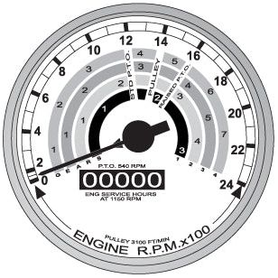 The Tachometer (MPH) by Sparex, Part No. S.66848, features a gray analog gauge that shows engine RPMx100, PTO at 540 RPM, and engine service hours at 1160 RPM. The central display reads "00000." This essential Tacho Drive component is compatible with Ford/New Holland models.
