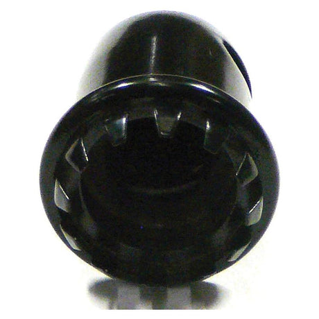 Close-up of the SHEILD - LIGHT (Sparex Part No.S.66849), a black, cylindrical plastic component with grooved edges and a hollow center, compatible with New Holland and Ford machinery.