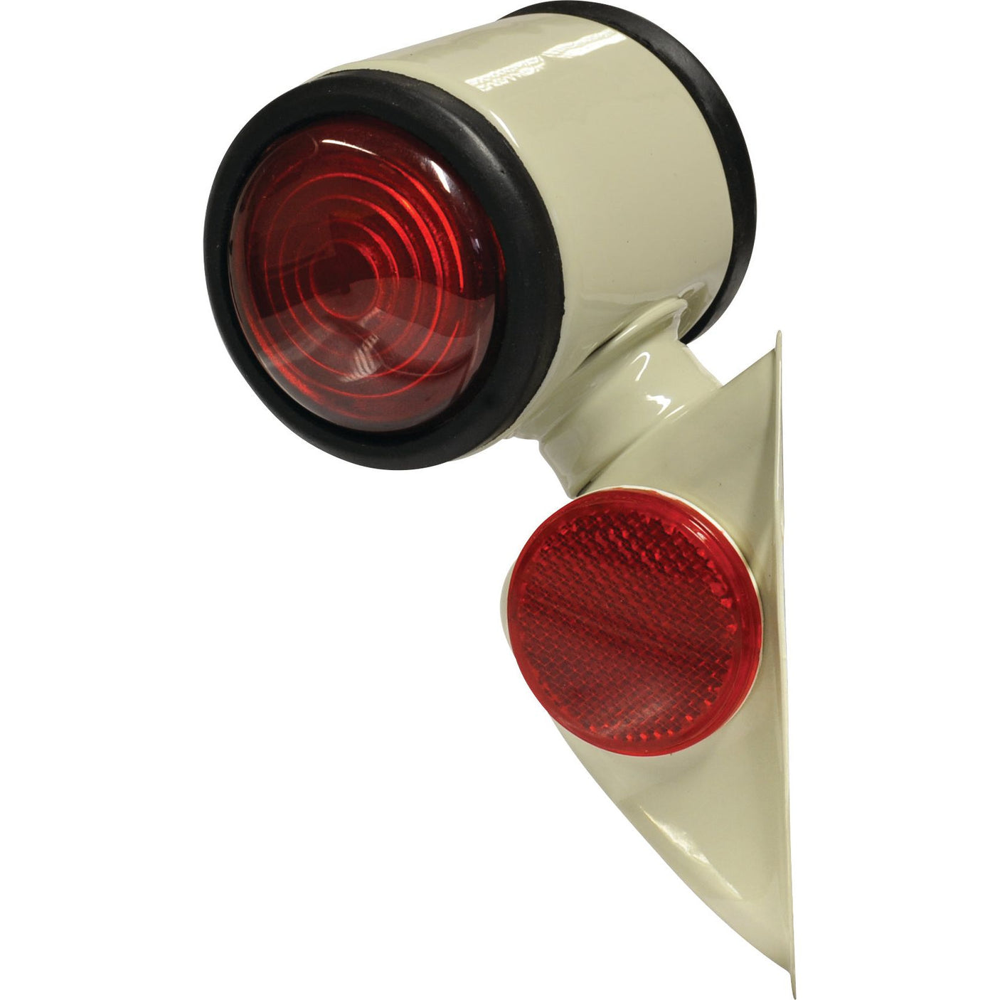 Introducing the Sparex Side Light - Front/Rear (Halogen), RH, 12V - S.66867: an off-white tail light assembly that includes a red circular lens, a smaller red reflector attached on the side, and a compact marker light for improved visibility.