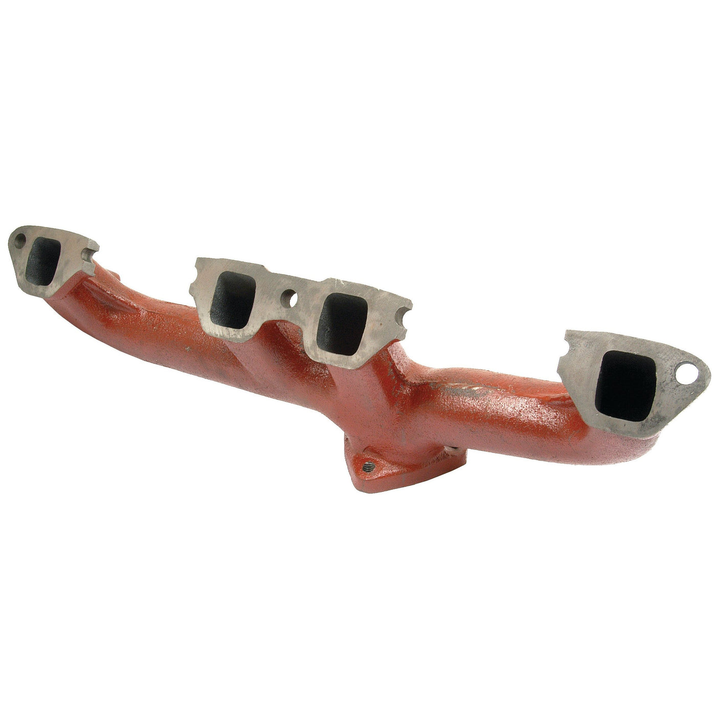 Here is an image of the Sparex Exhaust Manifold (4 Cyl.), branded under part number S.66868, featuring a red, metal design with four rectangular ports, specifically crafted for Ford New Holland tractors.