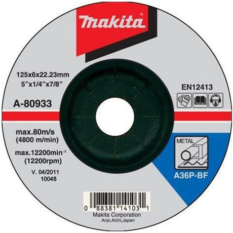 Makita - Makita Grinding Disc 125 x 6.4 x 22.2mm - A-80933 - Farming Parts