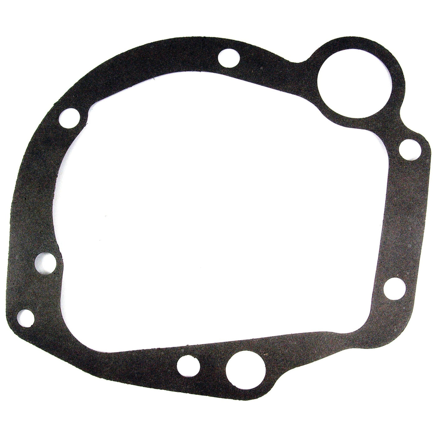 A black rubber gasket with multiple holes, meticulously designed for sealing components and preventing leaks in Ford New Holland machinery or engines, known as the Hydraulic Pump Gasket by Sparex (Part No. S.66912).