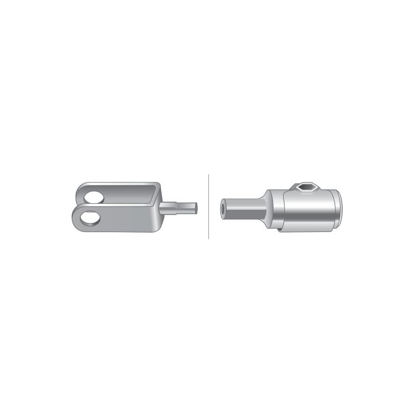 Side-by-side illustrations of a clevis rod end and a rod end bearing, highlighting their use in Sparex Hand Throttle Cable (Length: 1940mm, Outer cable length: 1798mm) - Ford New Holland hand throttle cables. | Sparex Part No.S.66944