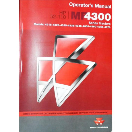 Massey Ferguson - 4300 Series Operators Manual - 1857311M2 - Farming Parts