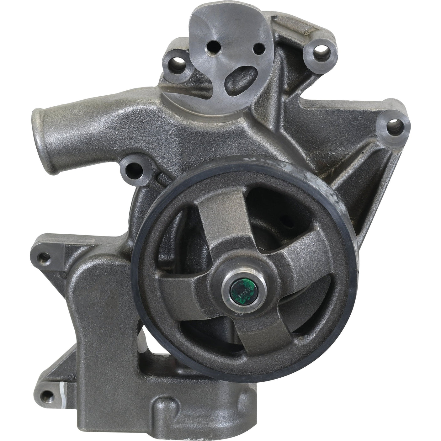 A close-up view of the Sparex Water Pump Assembly (Supplied with Pulley) - S.67127, featuring a Poly-Vee Pulley and multiple mounting points.