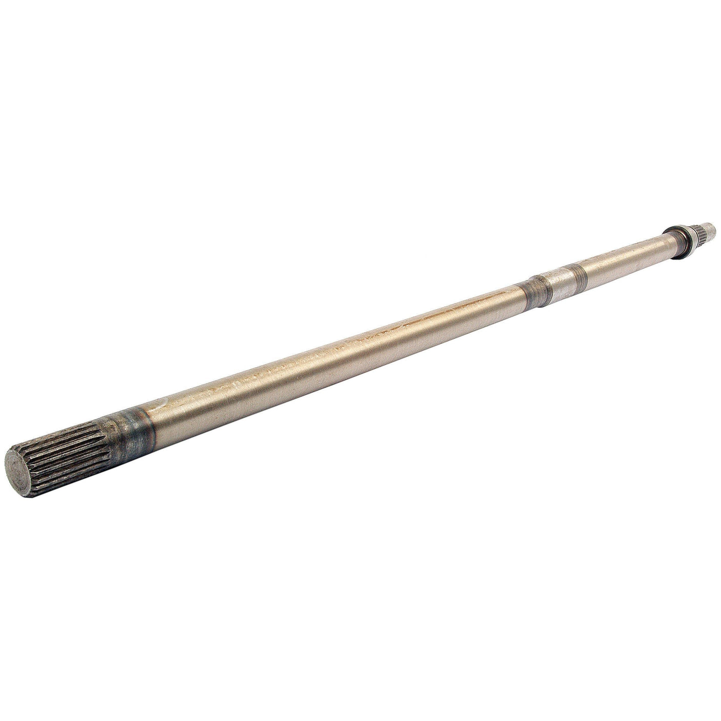 The Sparex PTO Shaft - S.67130 is a cylindrical metal shaft with multiple splines on one end and a smoother surface on the other.