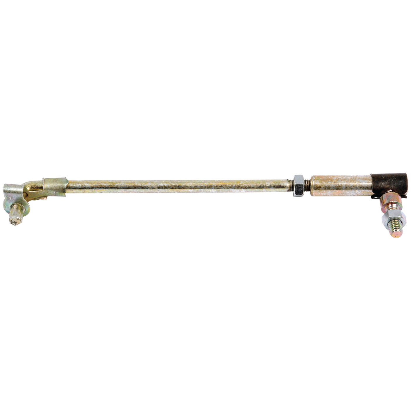 Throttle rod assembly with a 90-degree bend on one end and a threaded bolt attachment on the other, featuring nuts and bolts along its length is described as Sparex Throttle Lever (Sparex Part No.S.67267).