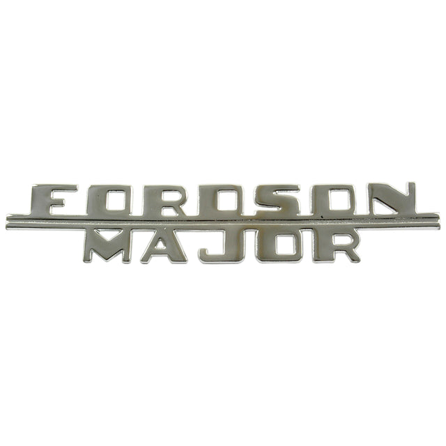 A vintage emblem for a Fordson Major tractor, Sparex Part No. S.67275, in silver, prominently displaying the brand name "FORDSON SUPER MAJOR" in capital letters against a white background.