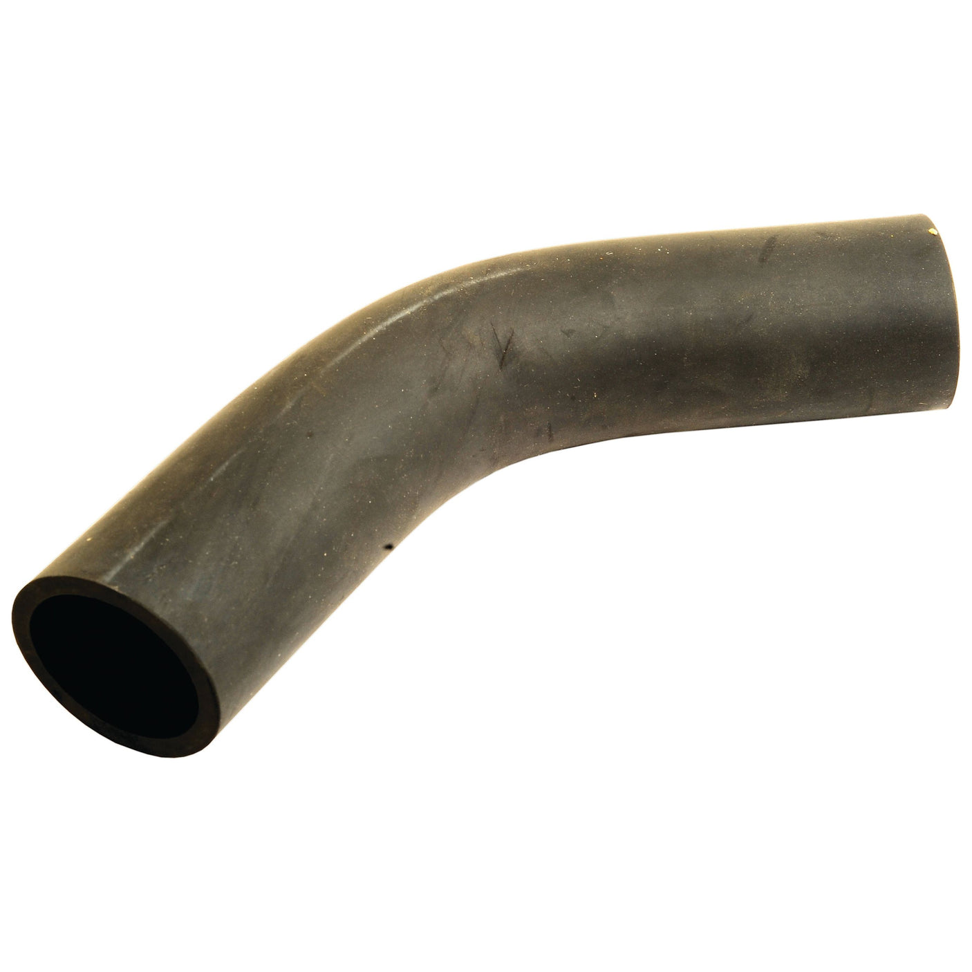 The Top Hose from Sparex (Part No. S.67328) is a black, slightly curved rubber hose with a smooth, matte surface. It's specifically designed to fit perfectly with a hose clip for your Valmet or Valtra machinery, boasting an inner diameter of 33mm at the smaller end and 36mm at the bigger end.