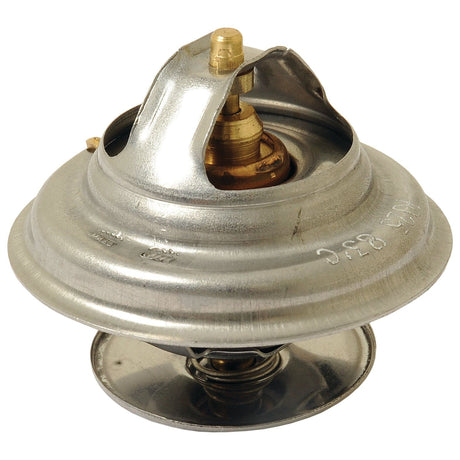 The Sparex Thermostat (Sparex Part No. S.67390) is a metal housing part featuring a central cylindrical element and a spring at the base, designed to fit Massey Ferguson 4435 tractors.