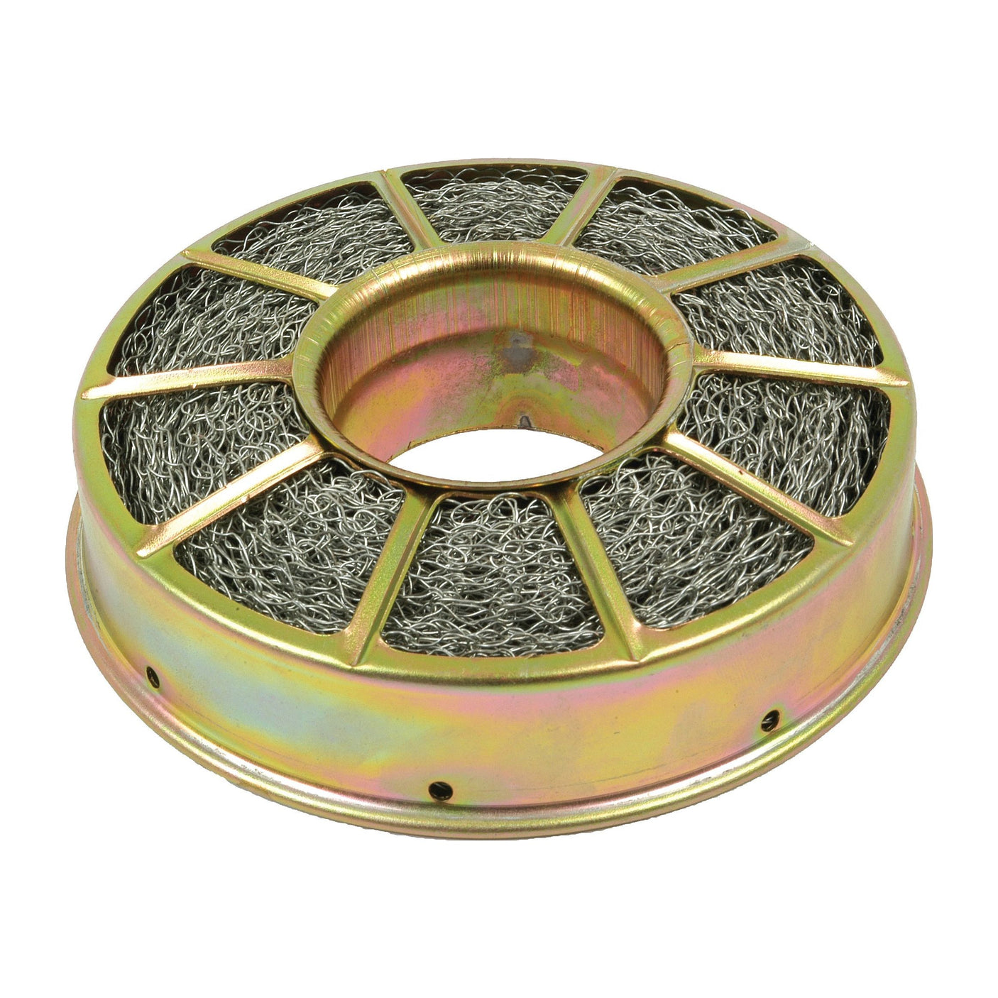 A round Sparex Oil Bath Element (S.67576) with a brass-colored wire mesh insert, 50mm OD, featuring a hollow center and perforations along the side.