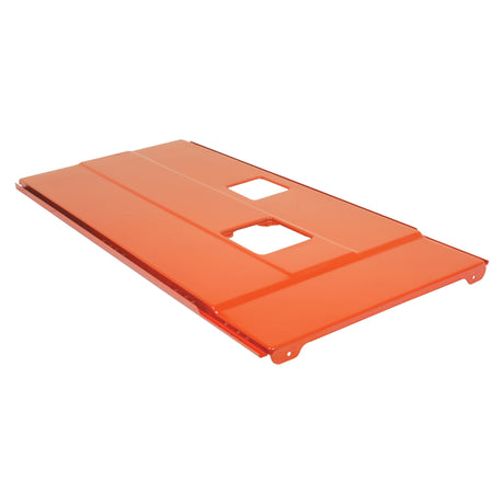 The Bonnet by Sparex, part no. S.67622, is a flat, rectangular orange panel featuring two rectangular cutouts and small side notches that echo the design details of the Fiat 65-90 series.