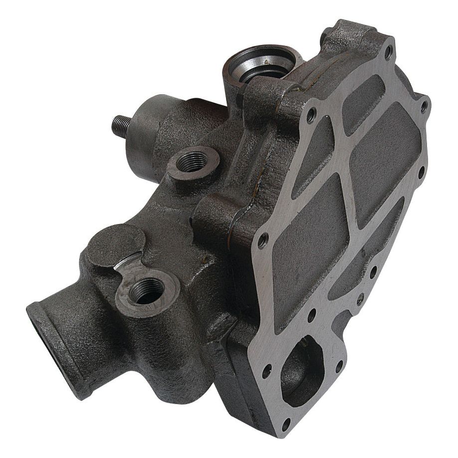 A black, intricately designed mechanical part with several openings and bolt holes, known as the Water Pump Assembly (Sparex Part No. S.67641) by Sparex, typically used in engines or machinery and often found in Case IH and International Harvester equipment.