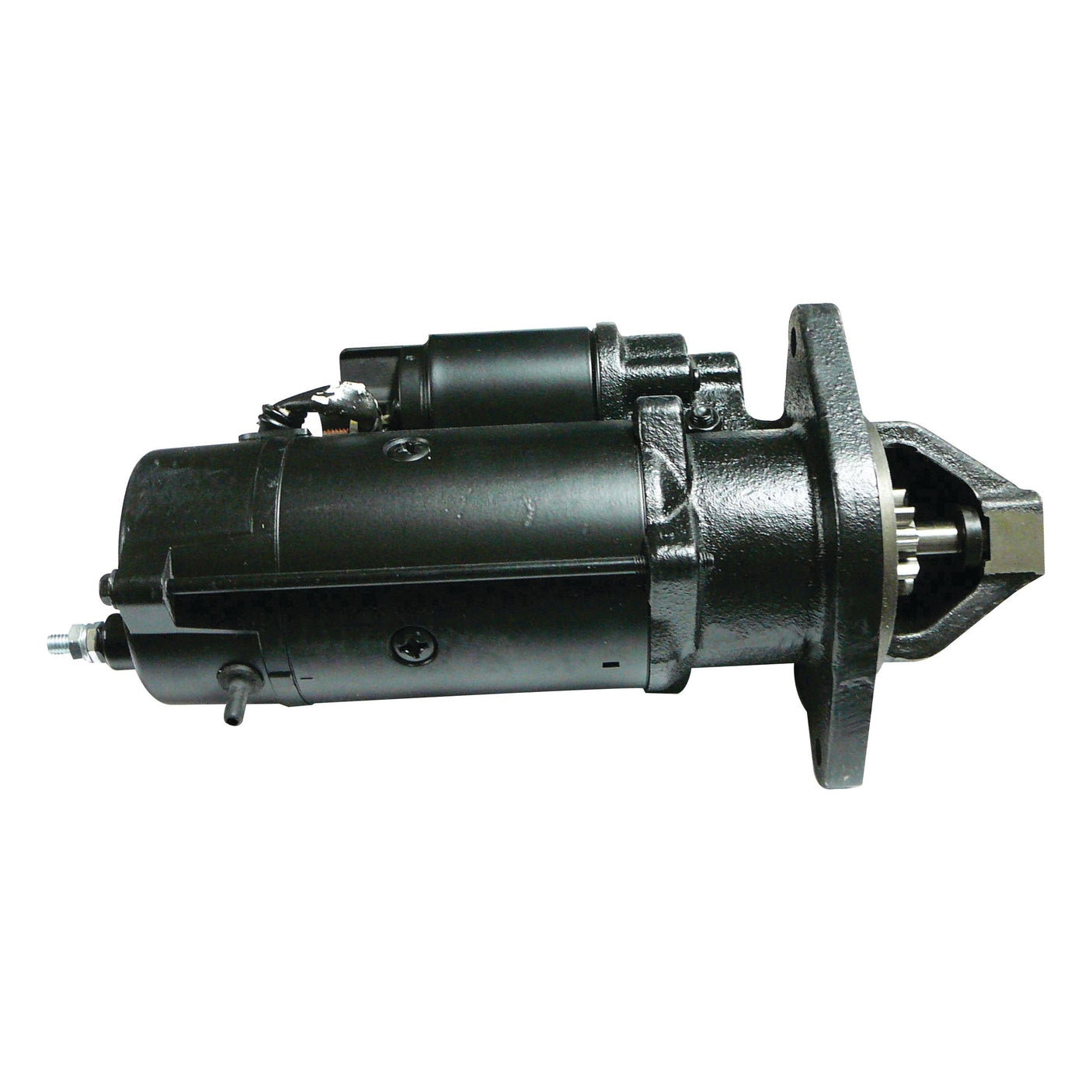 A Sparex black gear-reducted starter motor with visible mounting flange and solenoid, suitable for Ford / New Holland vehicles. This 12V, 4.2Kw motor is listed under Sparex Part No. S.67703.
