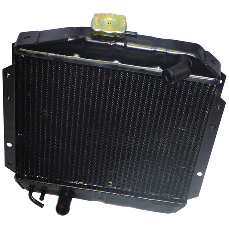 A vehicle radiator from Sparex, product name Radiator - S.67727, featuring a black finish with a metal cap on the top, multiple connectors for hoses, and a 3 Row design.