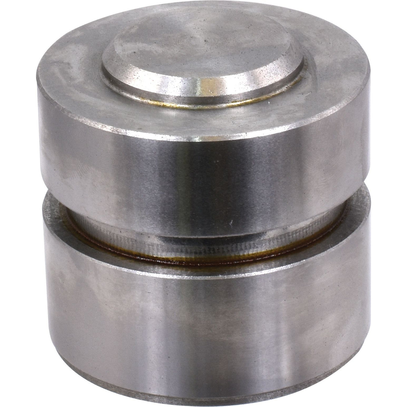 The Hydraulic Cylinder Piston (Sparex Part No. S.67816), from the Sparex brand, is a cylindrical metal bearing with a smooth, silver finish. It features a concentric ring in the middle and a raised circular section on top and is complemented by an integrated backup washer.