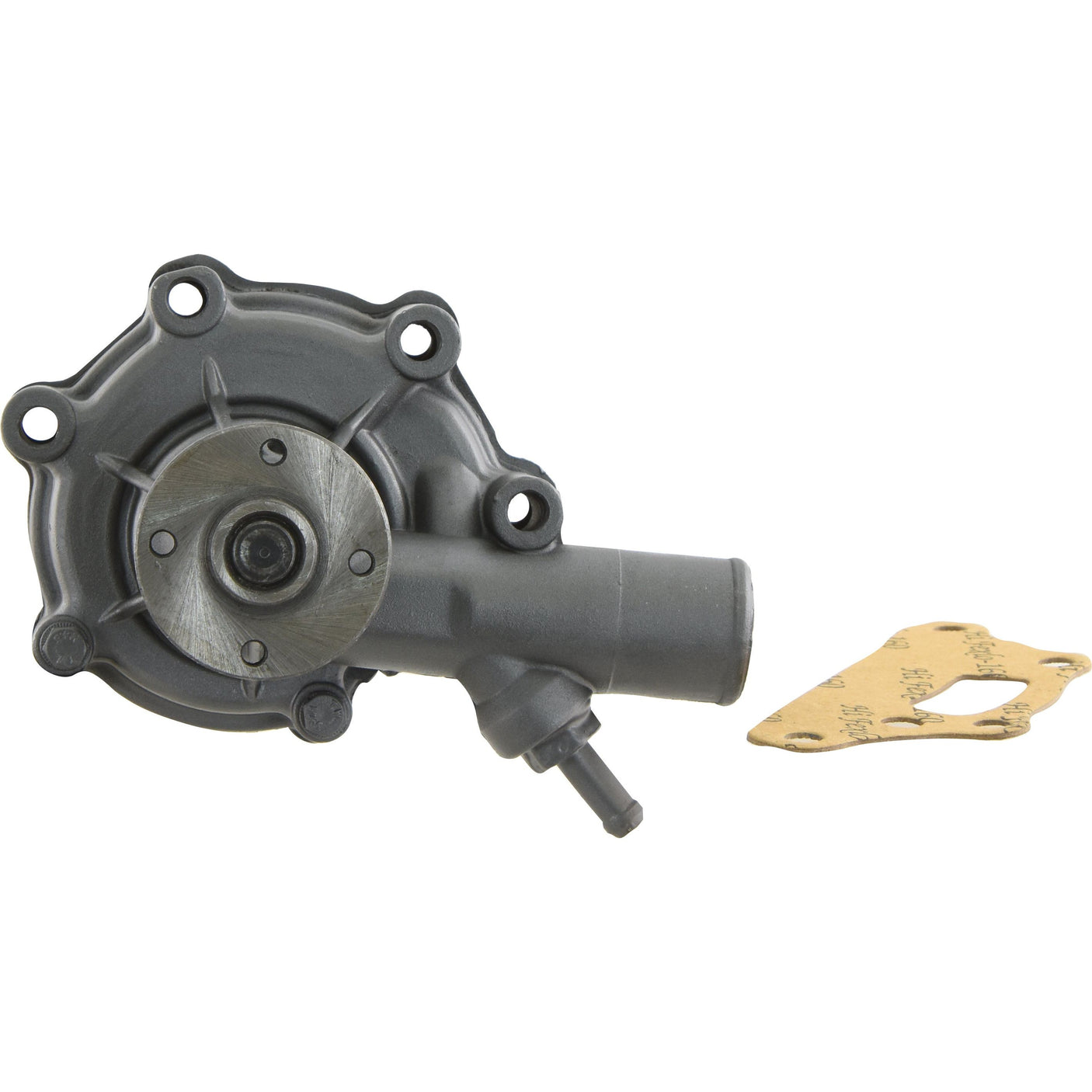 A metallic automotive water pump assembly, featuring multiple bolt holes and a Sparex impeller, along with a paper gasket, available as Sparex Part No. S.67852.