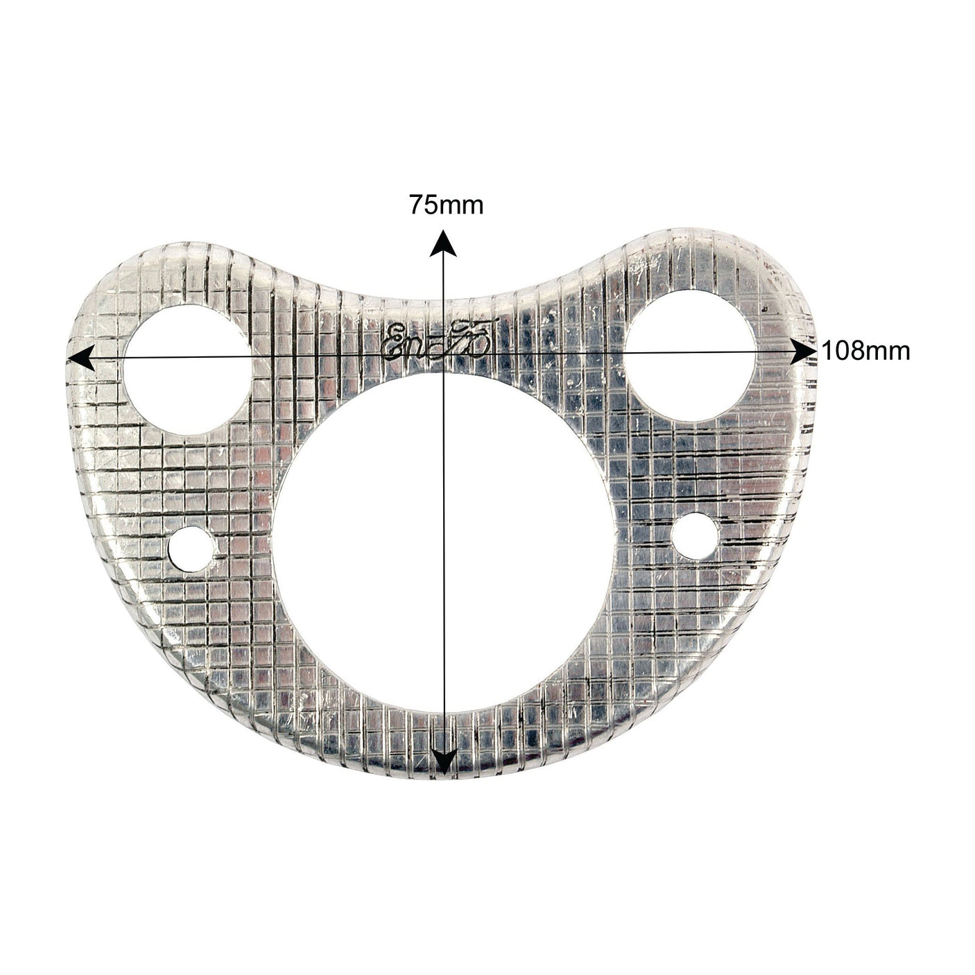 Introducing the Dashboard Panel Cover (Sparex Part No.S.67921) by Sparex, featuring a design with a central large hole, two smaller circular holes, and a grid texture. Perfectly suited for Ford/New Holland models such as Dexta or Super Dexta. Dimensions: 108mm width, 75mm height.