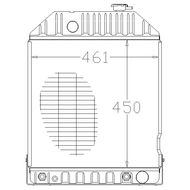 Technical drawing of a rectangular object with dimensions labeled as 461 mm and 450 mm. The object, possibly the Sparex Radiator - S.67952, features a grid pattern on the left and several circular and rectangular elements on the top and bottom edges.