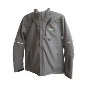 The Padded Jacket - 266250 by JMCE comes in dark gray and features a front zipper, two upper chest pockets, and a visible brand logo on the left chest. This jacket is crafted from 100% polyester and incorporates Thinsulate technology for superior warmth.