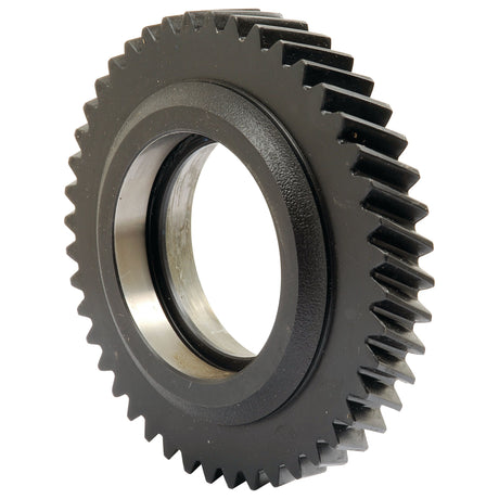 A close-up of a single black metal gear with 43 evenly spaced teeth around its circumference, reminiscent of the precision found in Ford New Holland machinery, from the Sparex Transmission Gear collection (Part No. S.68227).