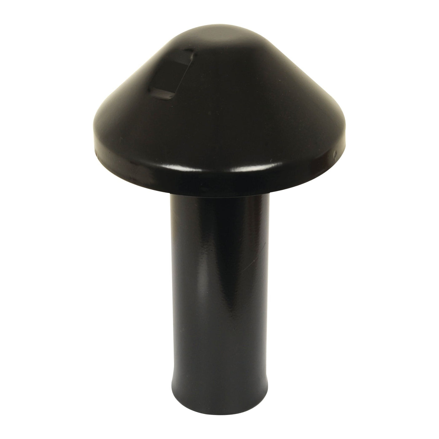 A black cylindrical object with a tapered, dome-shaped top, resembling a mushroom cap, is displayed against a white background, aptly labeled as the Sparex Pre Cleaner - S.68266.