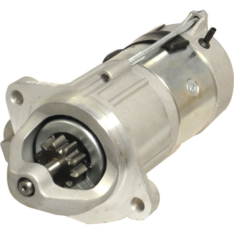 Close-up of the Starter Motor - 12V, 3Kw, Gear Reducted (Sparex), showcasing its gear and cylindrical body. The component appears clean and in good condition, suitable for automotive use. This quality piece from Sparex, part number S.68269, features a gear-reducted design for efficient performance.