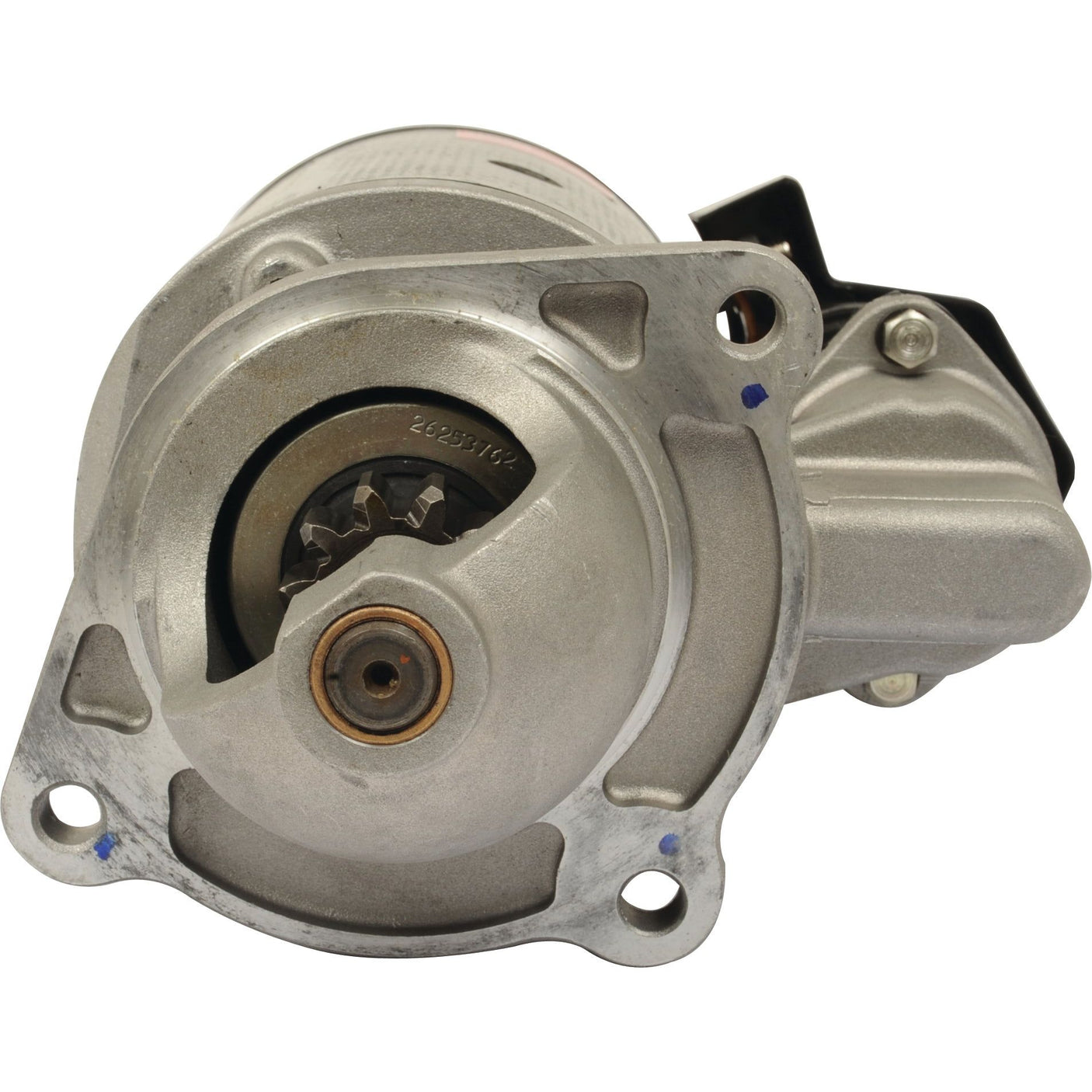 Close-up image of a 12V, 2.7Kw silver engine starter motor, featuring a visible gear mechanism and mounting holes, showcasing the quality craftsmanship of Lucas TVS under the Sparex brand (Sparex Part No.S.68276).