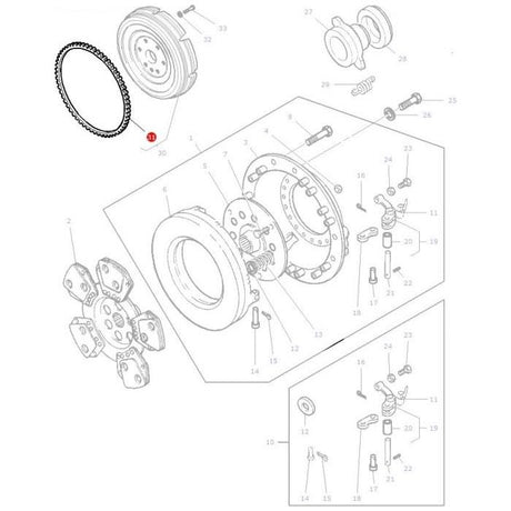 Massey Ferguson - Starter Ring Gear - 3819719M1 - Farming Parts