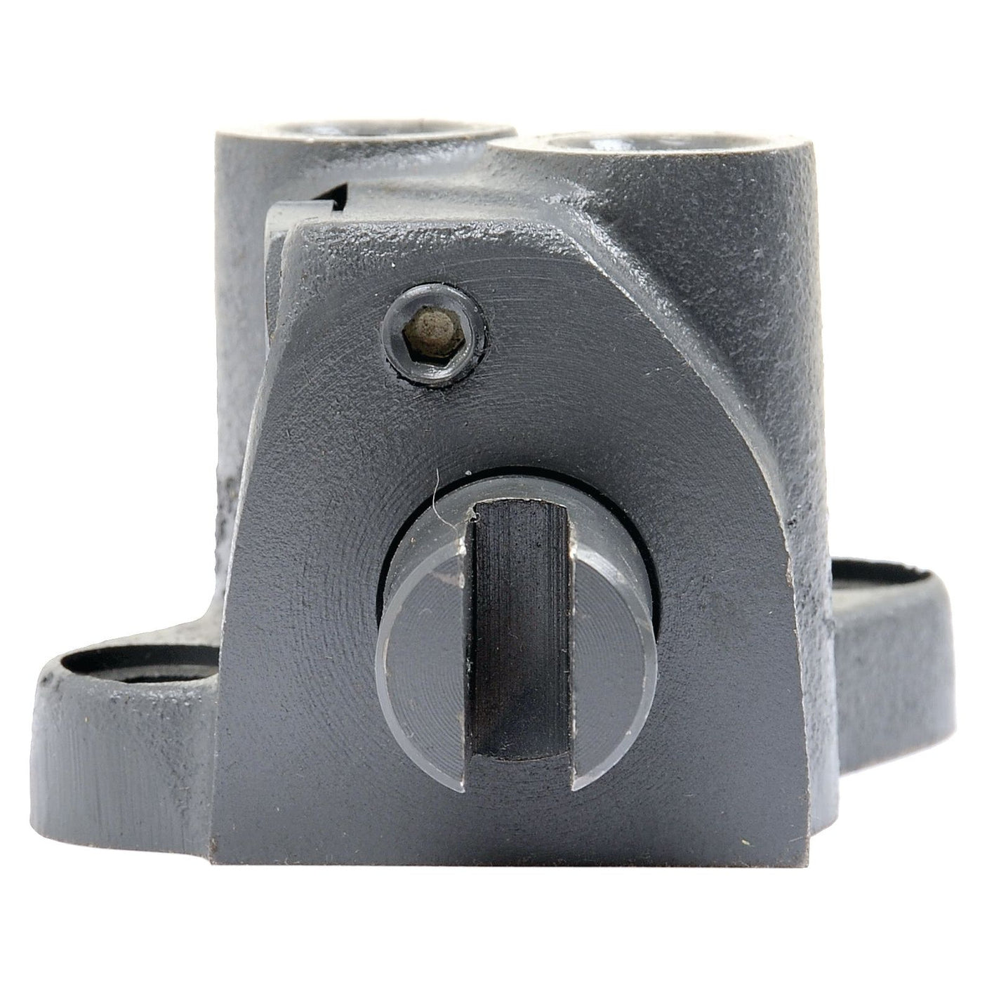 Close-up image of a gray metal mechanical component, reminiscent of a Sparex Valve Assembly (Part No. S.68325), with two holes on top and a central slotted screw on the front.