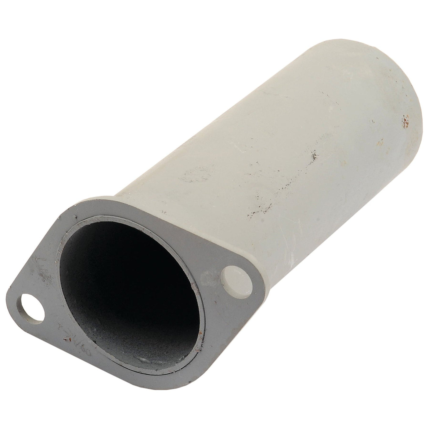 A gray cylindrical metal pipe with a flange on one end featuring two holes for mounting, perfect as a Sparex PTO Cap replacement, specifically the Sparex Part No. S.68355.