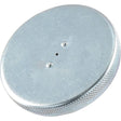 A round metallic object with a textured edge and three small holes on its flat surface, resembling the Sparex Fuel Cap - S.68722.