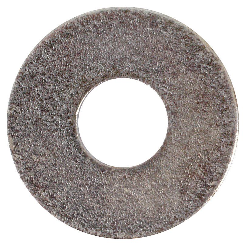 The Sparex Metric Flat Washer (S.6872) features a 5mm inner diameter, 15mm outer diameter, and 1.2mm thickness, zinc plated for durability with a rough textured surface, adhering to DIN 9021A standards.