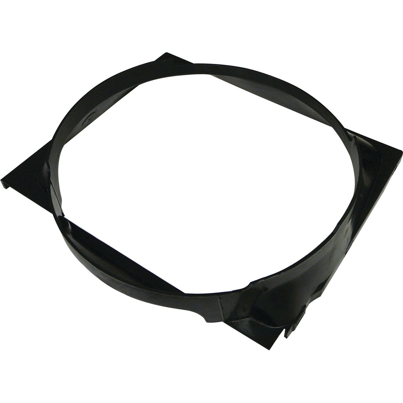 A black, circular, plastic Sparex fan shroud designed for a Radiator Cowl (Sparex Part No.S.68938) on a white background.