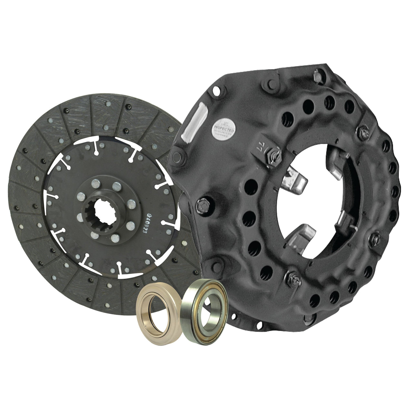 Image of the Sparex Clutch Kit with Bearings - S.68993, which includes a single cover, clutch disc, pressure plate, and two release bearings, commonly used in automotive applications for manual transmission systems.