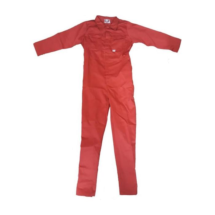 Image of an orange, hardwearing Massey Ferguson - Kids Overall (model 326034) by AGCO with long sleeves and full-length legs, laid flat against a white background.