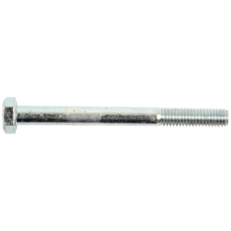 A metallic hexagonal bolt, Metric Bolt M6x65mm (DIN 931), Sparex Part No. S.6914, with a threaded end and zinc plated finish, lies horizontally on a white background.